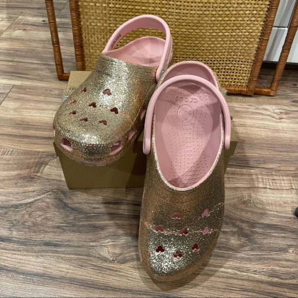 CROCS Shoes - Crocs Mickey Briar Rose gold glitter clogs size 11
